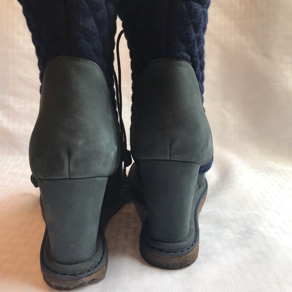 F-Troupe Women’s Sz 40 Blue Wedge Heel Boots US 10 - Picture 5 of 16
